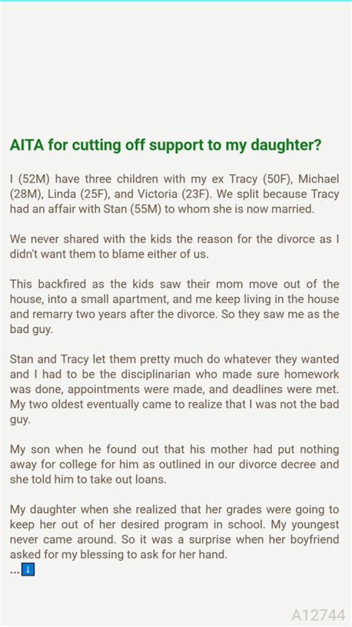 "AITA For Cutting Off Support To My Daughter"?